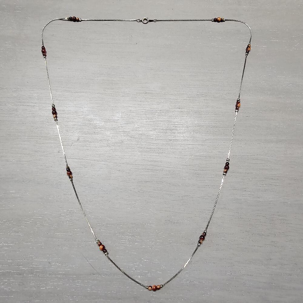 Vintage Y2K Boho Style Station Necklace, Dainty Silver Tone Layering Chain - Picture 2 of 8